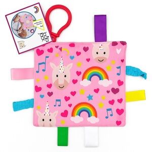 🦄 Baby Jack Unicorn Crinkle Tag Toy – Sensory Lovey Blanket 8x8 – NWT 🌈